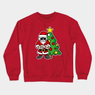 Hipster ROCK Santa Claus tattoo Christmas tree Crewneck Sweatshirt